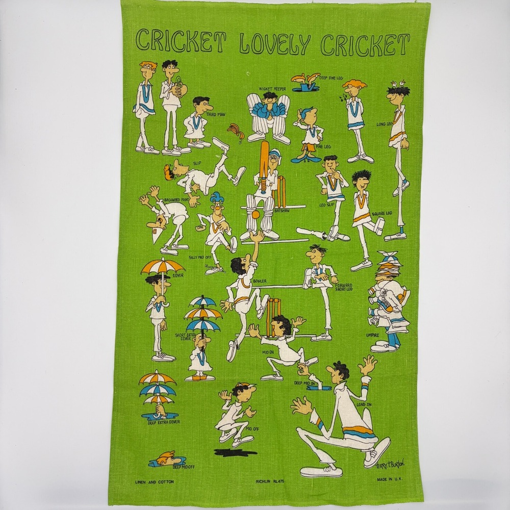 Vintage Richlin Cricket Lovely Cricket Tea Towel Terry T Burton Green UK RL475